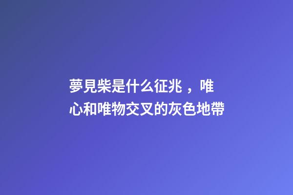 夢見柴是什么征兆，唯心和唯物交叉的灰色地帶